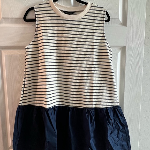 Striped Sleeveless Dress with Navy Skirt - Picture 7 of 8